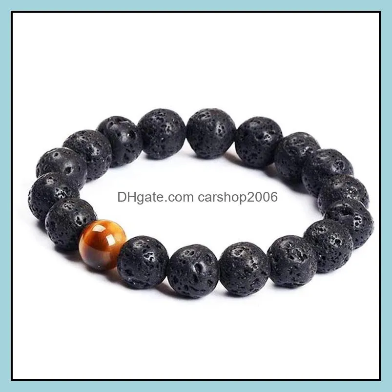 natural volcanic stone beads bracelets black lava men bracelet aromatherapy essential oil diffuser bangle for women men