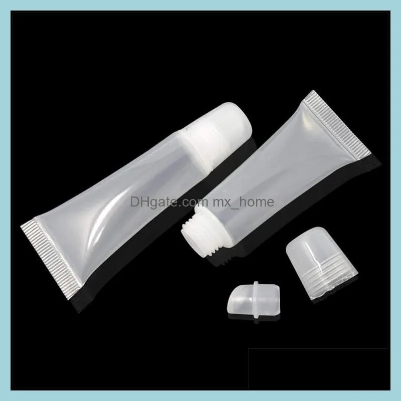 hot 5ml 8ml clear plastic empty refillable soft tubes balm lip lipstick gloss bottle cosmetic containers makeup box
