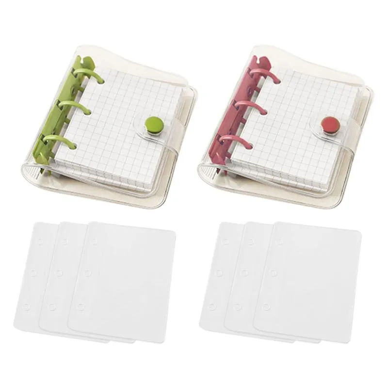 Blocchi per appunti 8 pezzi / set Personal Planner Mini raccoglitore Foglio sfuso Copertina in PVC con carta interna Diario trasparente Quaderno universale per ufficio Scuola 3 anelli