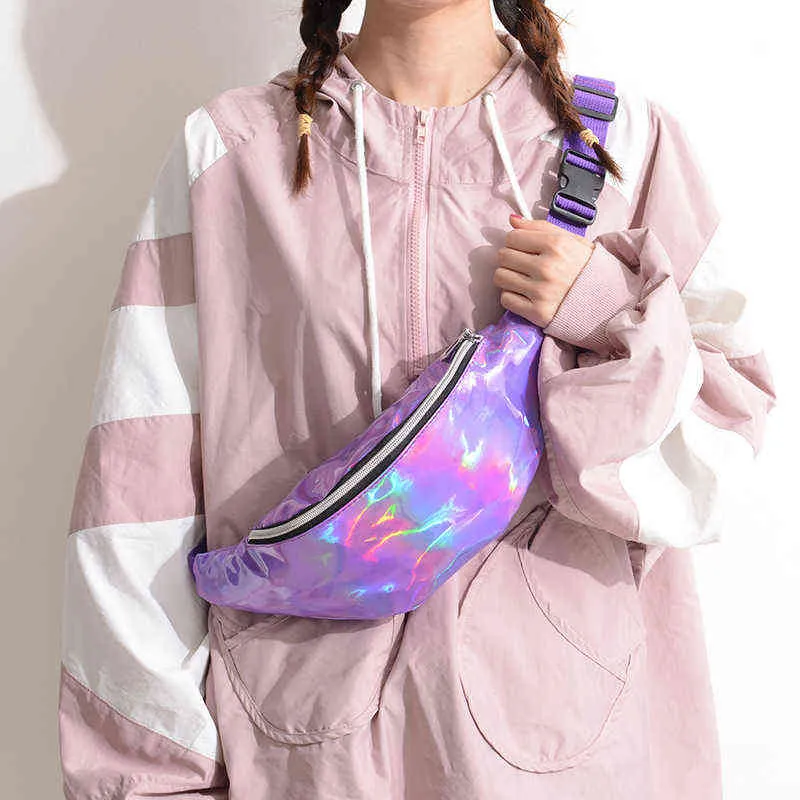 Fanny packs Women's Waist Bag Outdoor Sports Laser Colorful Chest Bag Multi-layer Fashionable Women's Single Shoulder purse220627