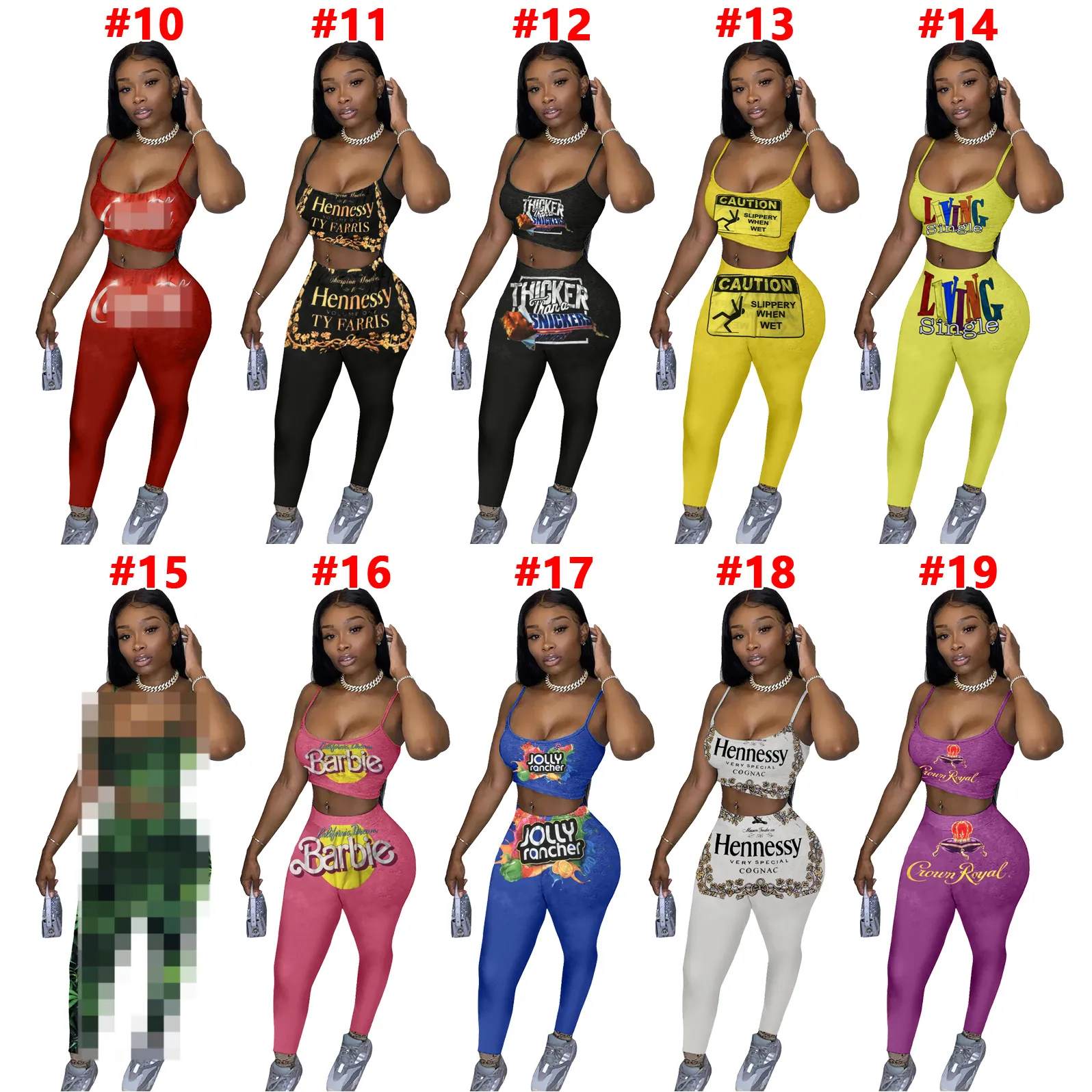 Designer Pants Set For Women Slim Sexy Letters Pattern Printed Sling Vest Leggings 2 Piece Outfits Sports GYM Fitness Clothing