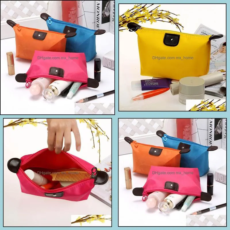 2021 50pcs candy color travel makeup bags women`s lady cosmetic bag pouch clutch handbag hanging jewelry casual purse