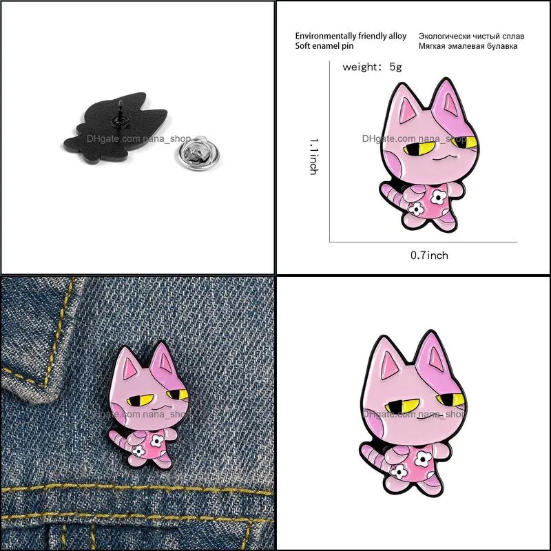 Cat Enamel Pin Custom Pink Dress Kitten Brooches for Shirt Lapel Bag Cartoon Badge Animal Jewelry Gift for Kids Friends