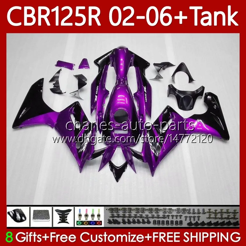 +Tank OEM Fairings For HONDA CBR 125R CBR 125 R CC CBR125R 2002 2003 2004 2005 2006 Dark purple Body 124No.90 CBR-125 CBR125RR 02-06 CBR-125R 125CC 02 03 04 05 06 Bodywork