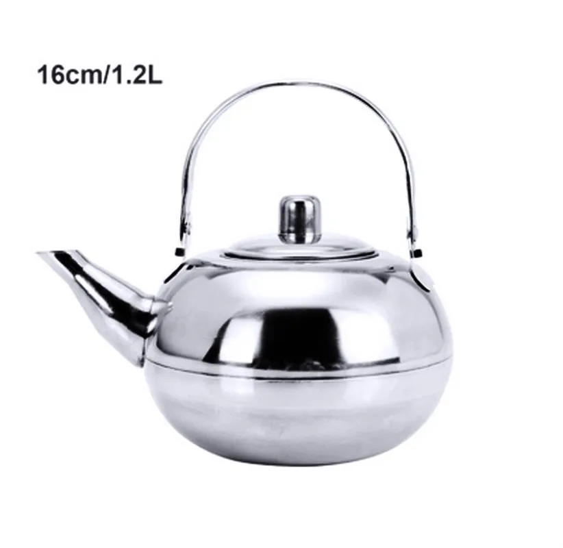 Bouteilles d'eau 1pc 0.8/1.2/1.8/2.5L théière en acier inoxydable avec infuseur filtre bouilloire à café vert Oolong thé cruche maison bureau thé/café outils 2022