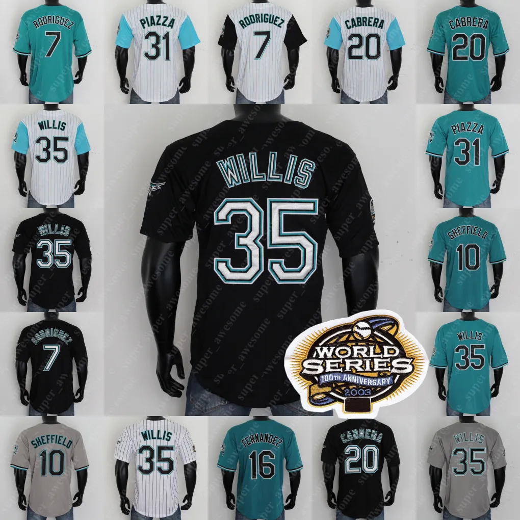 Florida basebolltröja Miguel Cabrera Ivan Rodriguez Dontrelle Willis Derrek Lee Mike Lowell Andre Dawson Gary Sheffield Juan Pierre Mike Piazza Jose Fernandez