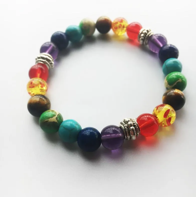 Beaded, Strands Bracelets Jewelrywholesale Beaded Bracelets,7 Chakra Bracelet,Crystal Gemstone Natural Stone Jewelry For Women Yoga