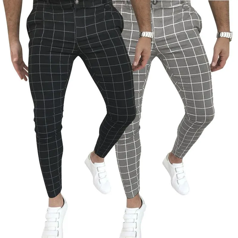 Männer Hosen Herbst Europäischen Code Plaid Knopfleiste Taste Zipper Trend männer Casual Hosen Japanische Streetwear Männer Für SummerMen's