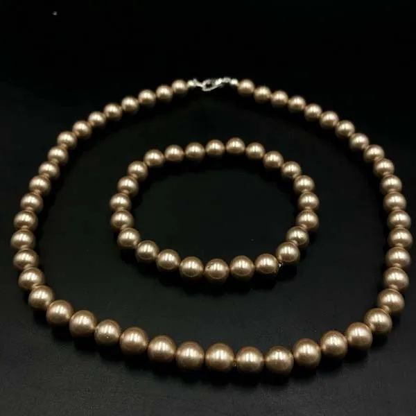 Guscio d'oro colto perla 8x8 mm perle e stirpe set bracciale