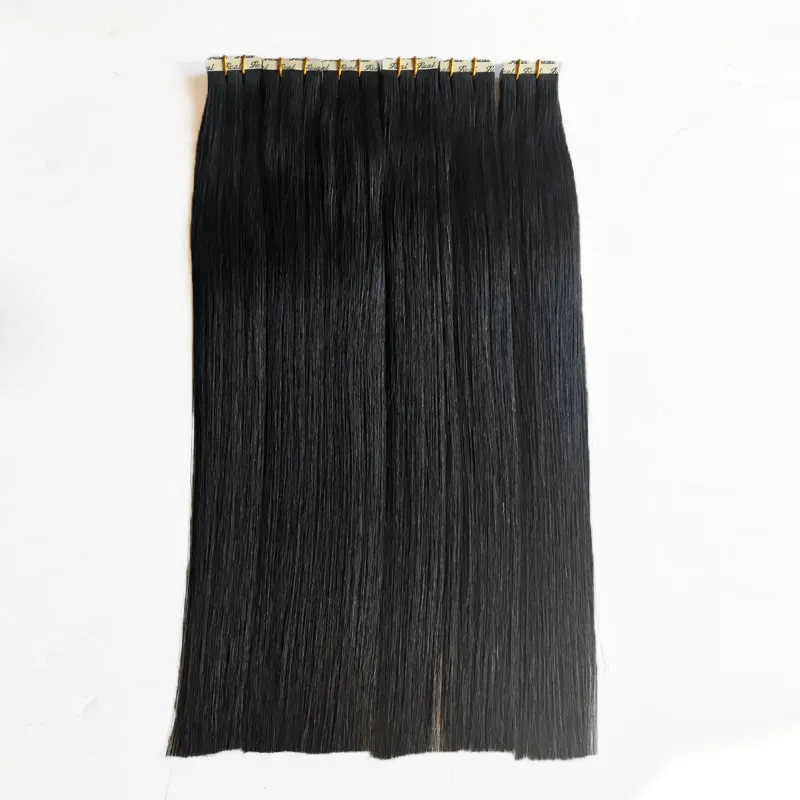 Naturlig färgtejp i människohårförlängningar Indian Brazilian Virgin Remy PU Skin Weft Hårförlängning Blond 100g Dubbelsidigt självhäftande