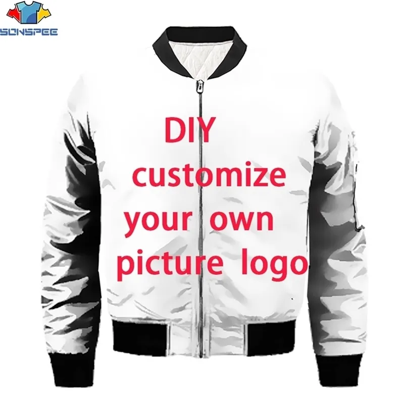 DIY Design Custom Printing Men S Winter Thicking Cotton Flight Jacket Army Stilig Cool Trend Casual Coat Top 220615