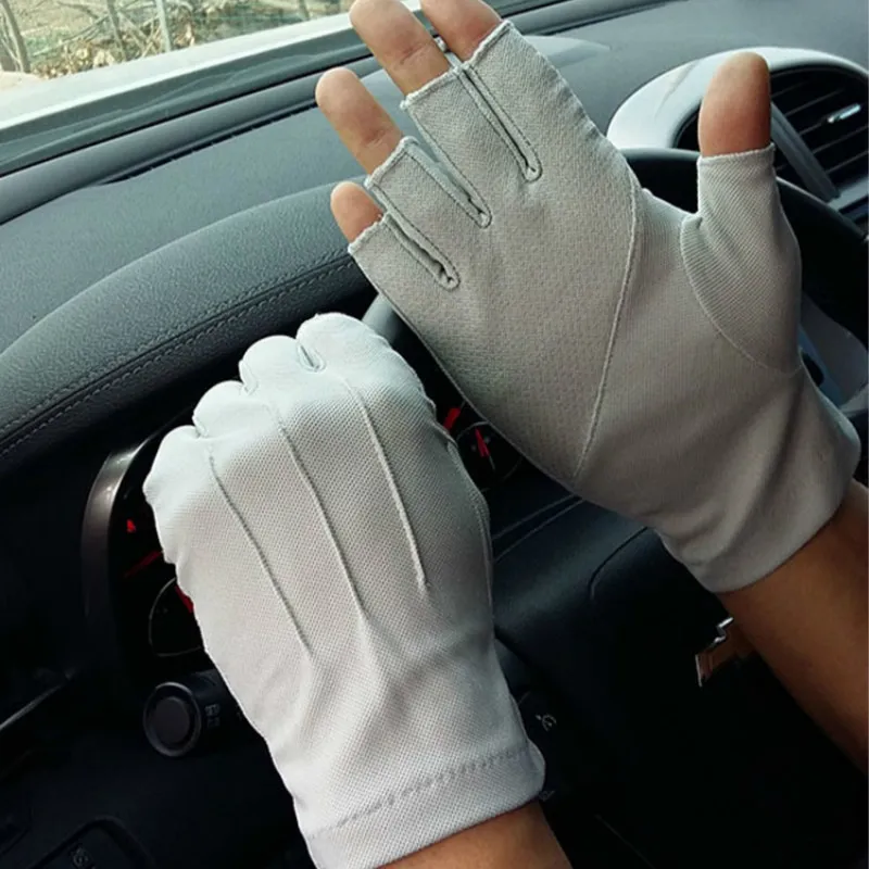 Men s Fingerless Anti Slip Driving Gloves Women Sun Protection Summer Male Thin Breathable Anti UV Cycling 220624