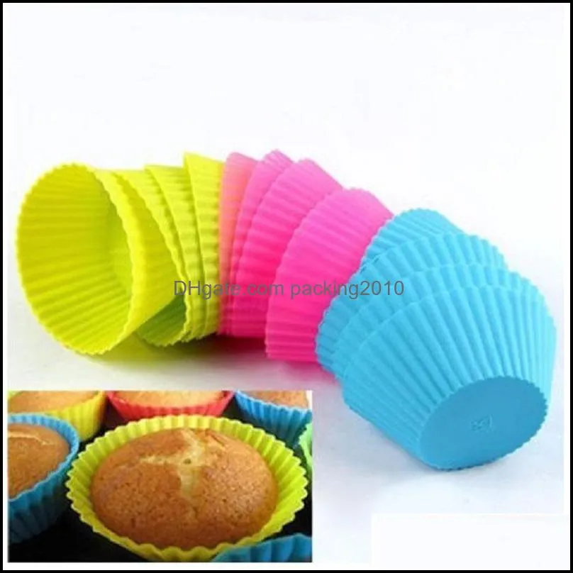 6 color silicone muffin cake cupcake mould case bakeware maker mold tray baking cup jumbo mould dh0158