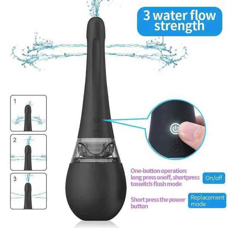 Nxy Sex Anal Toys Automatic Electric Enema Bulb for Women Rechargeable Vaginal Cleansing System Waterproof Silicone Cleaner Douche Kit 1220