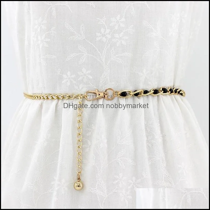 Belts 1Pcs Women Strap Dress Belt Pearl Decorative Elegant Ladies Metal Adjustable Thin Waist Chain Clothess Accessories