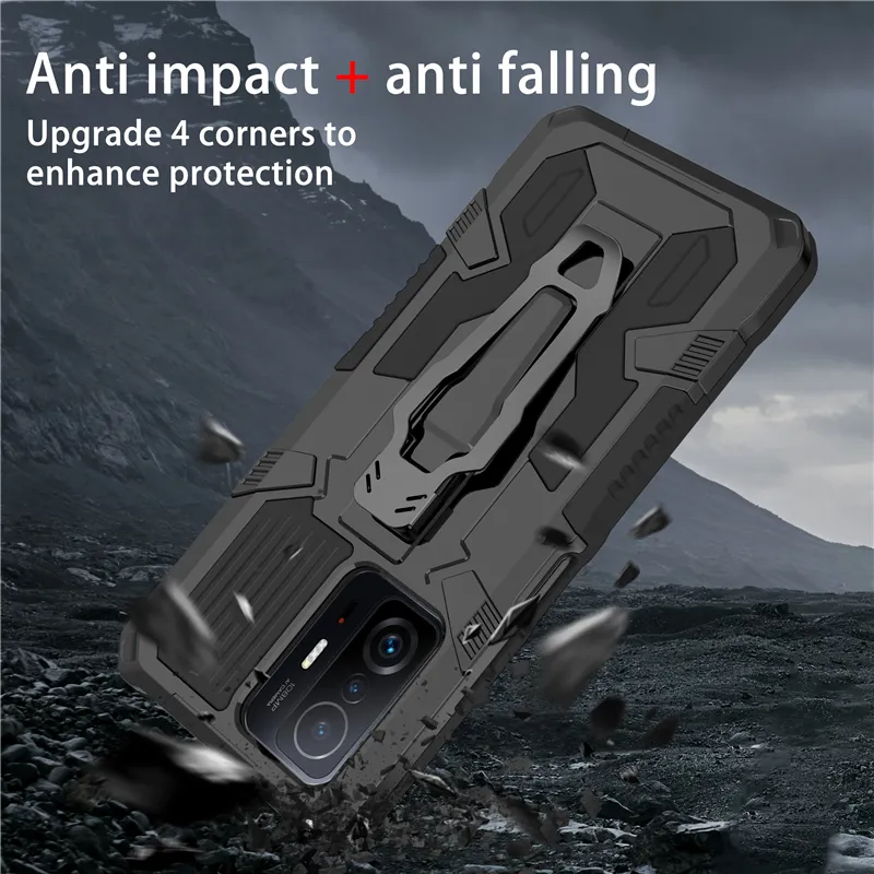 Metal Back Clip Armature Shockproof Cases voor Xiaomi Poco M4 Pro 5G Redmi Note 11 MI 11T Pro -standaard TPU Back Cover Coke Fundas