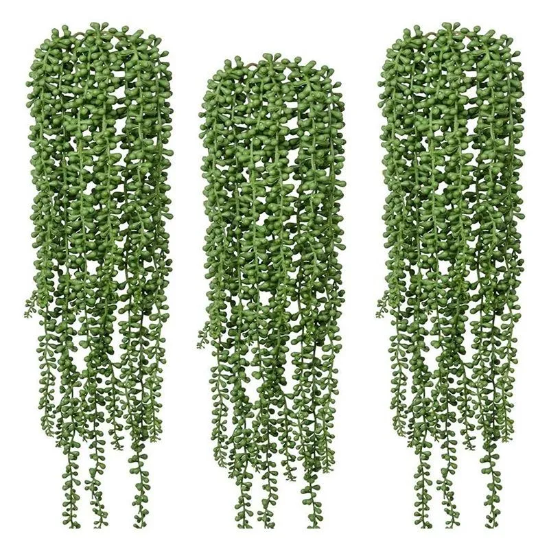 Decorative Flowers & Wreaths Pcs Artificial Fake String Of Pearls Plant Faux Hanging Succulents PlantsDecorative