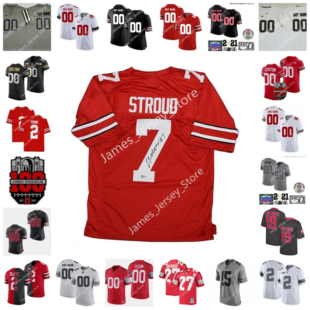 Darrion Henry-Young Jersey Ben Christman Maillots Jacolbe Cowan Kourt Williams II Antwuan Jackson Tyleik Williams Lathan Ransom Ohio State Buckeyes Football personnalisé