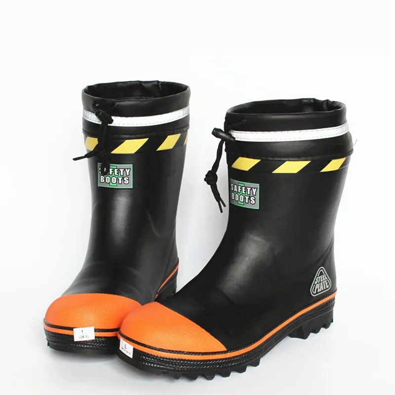 Yeni Erkekler Kauçuk Rainboots Anti-Skid Çelik Kafa Alt Delinme Erkekler Tüplü Yağmur Çizmeleri Kelafikler Güvenlik Ayakkabı Gumboots