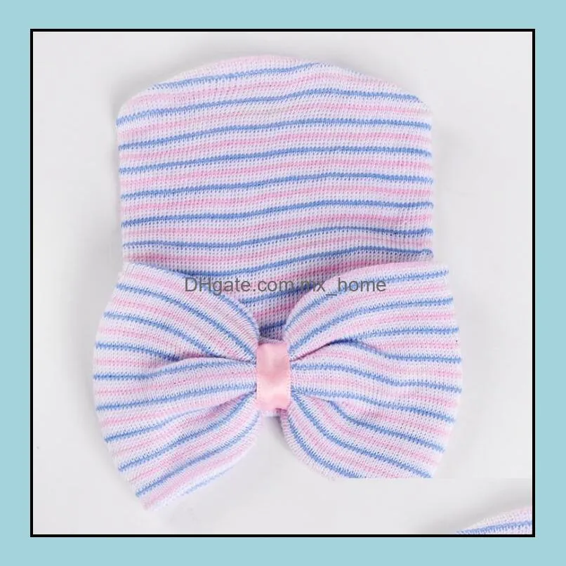 baby girls head bows hat newborn crochet beanie hats toddler kid knit hair accessories infant boy bonnet baby winter cotton photography