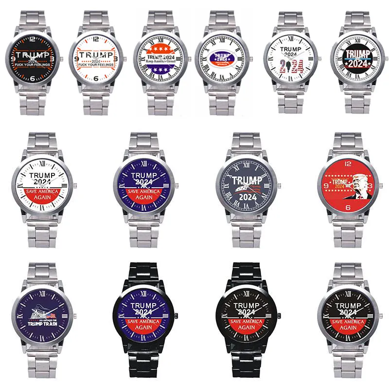 14 Stijlen Trump 2024 Polshorloge Party Favor Donald Retro Mannen Quartz Horloges