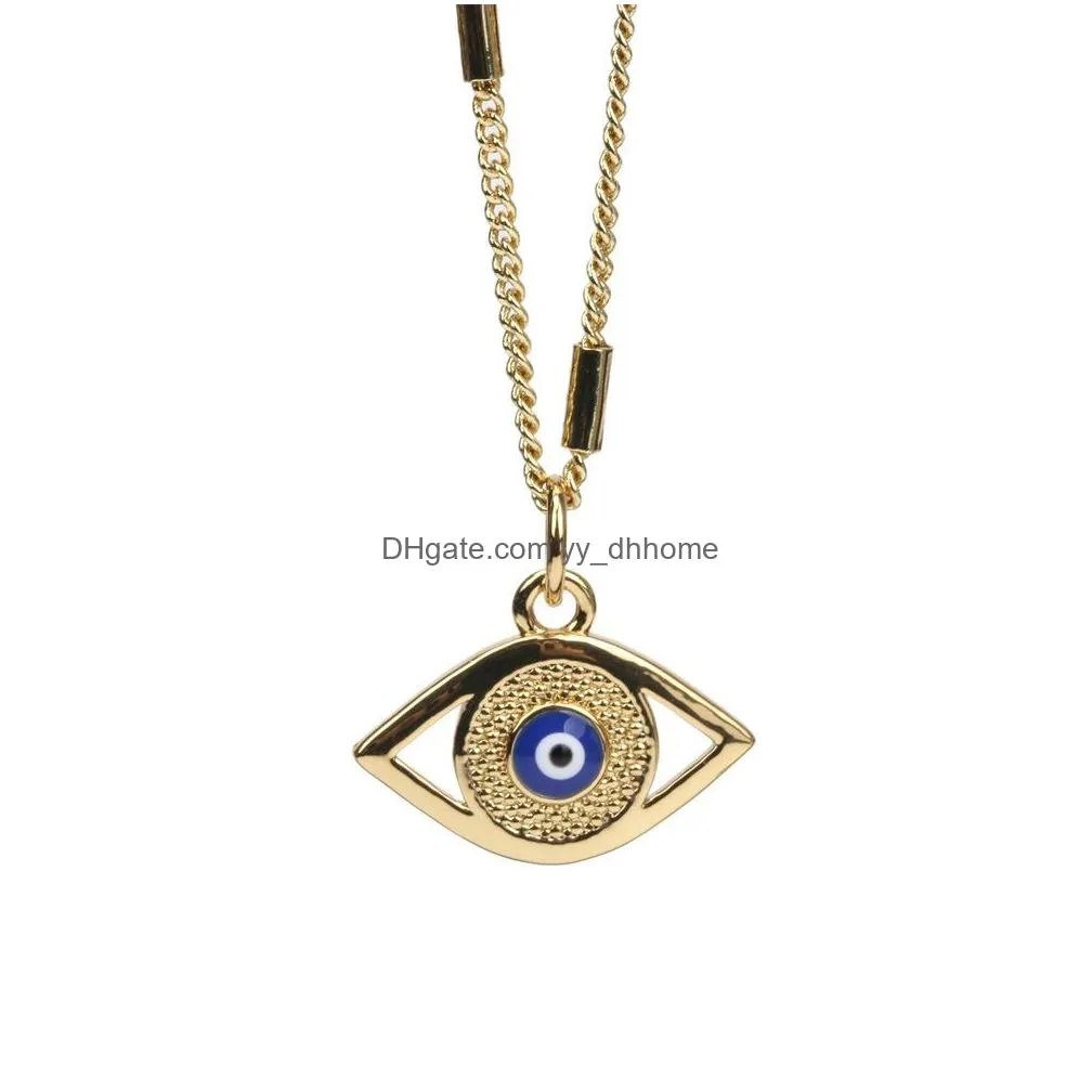 gold plated colorful enamel evil eye pendant necklaces for women blue eyes chain bracelets