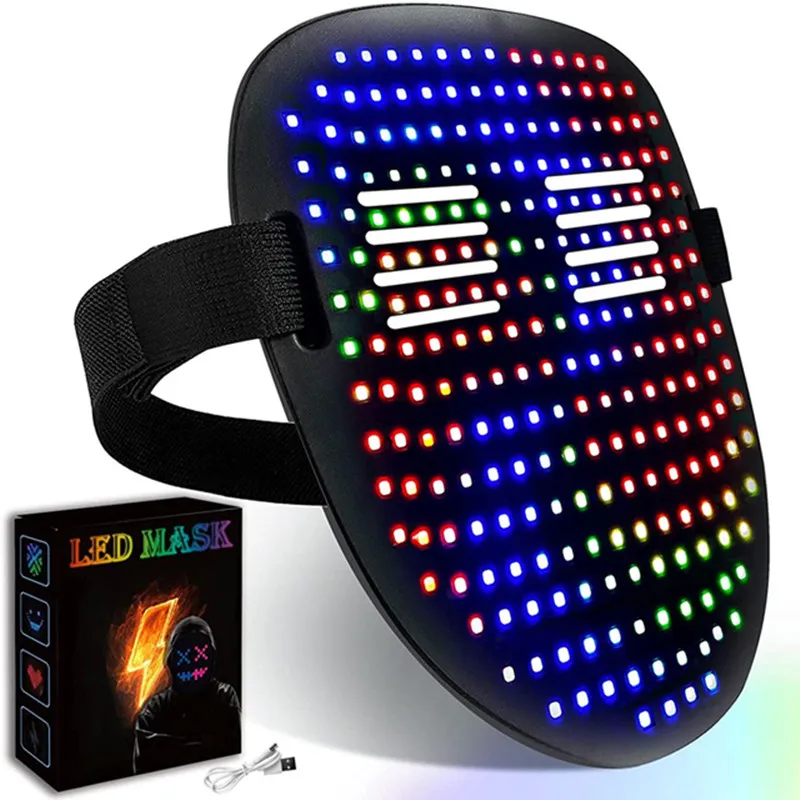 Led Light Button Masking Men's Rechargeable Bluetooth RGB LED best led face mask with Automatic ...
