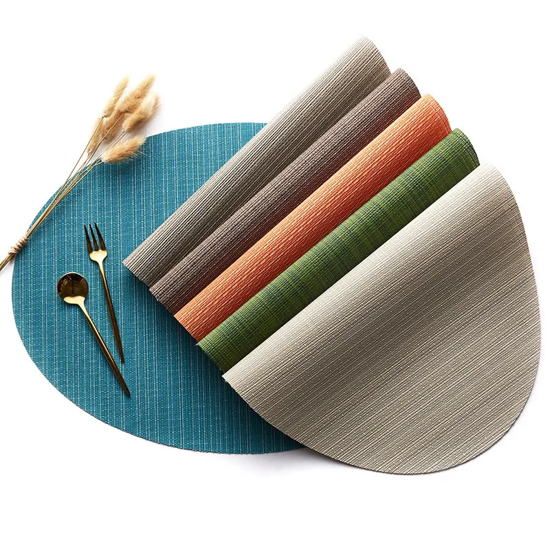 Oval Placemats for Dinning Table Decoration PVC Coffee Bowl Pad Cup Mat table coaster Kitchen Accessories W220406