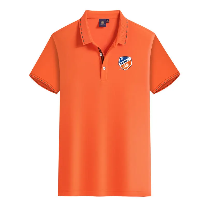 FC Cincinnati T-shirt d'été en coton peigné haut de gamme pour hommes, chemise professionnelle à revers à manches courtes