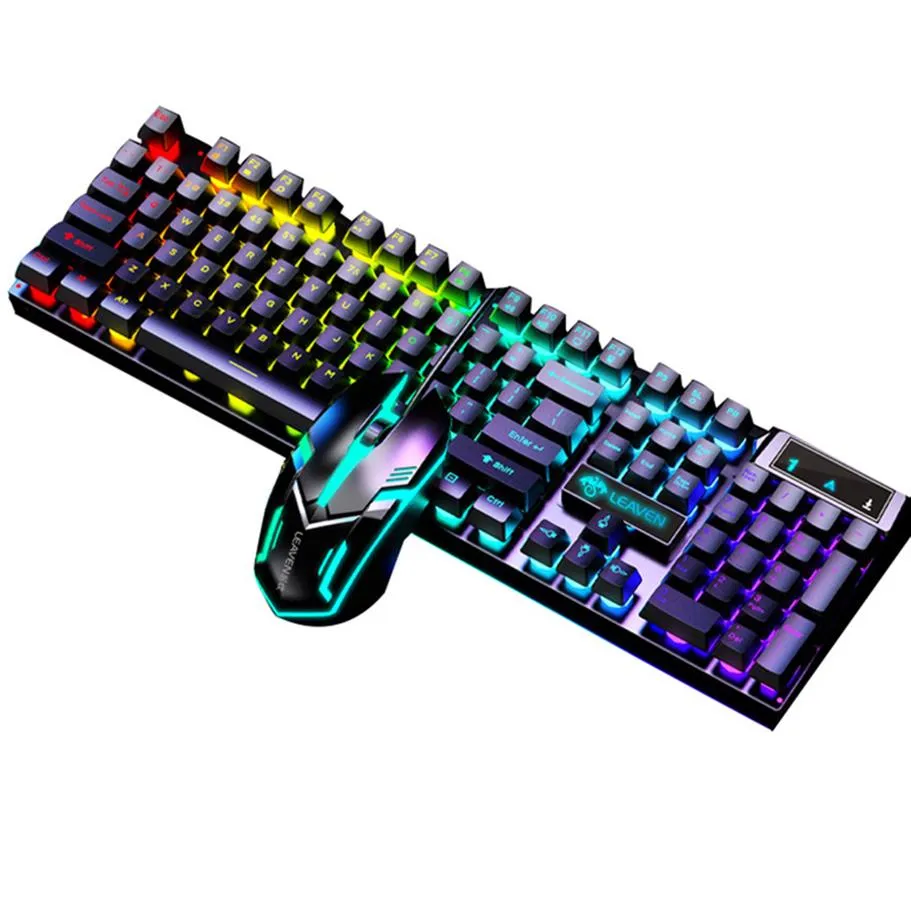 게임 키보드 러시아어 Keyboard RGB 백라이트 키보드 및 마우스 유선 게이머 컴퓨터 Epacket294x