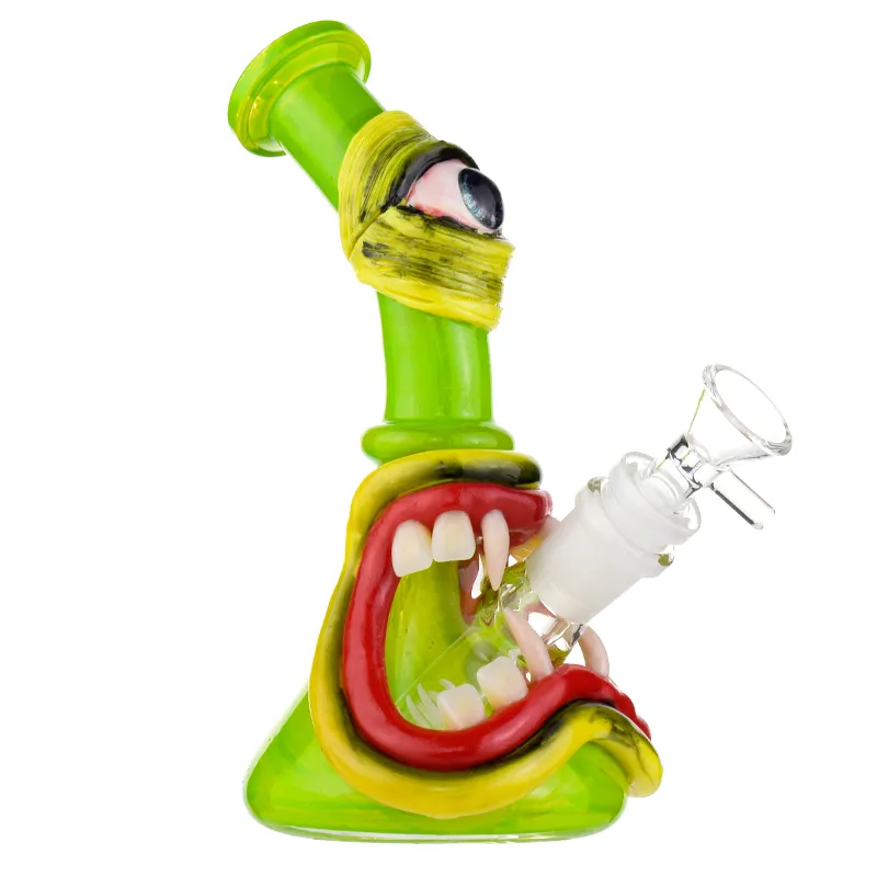 Halloween Hues: 7,8-inch gebogen glazen bong met diffuse downstem-percolator, 14 mm vrouwelijk gewricht