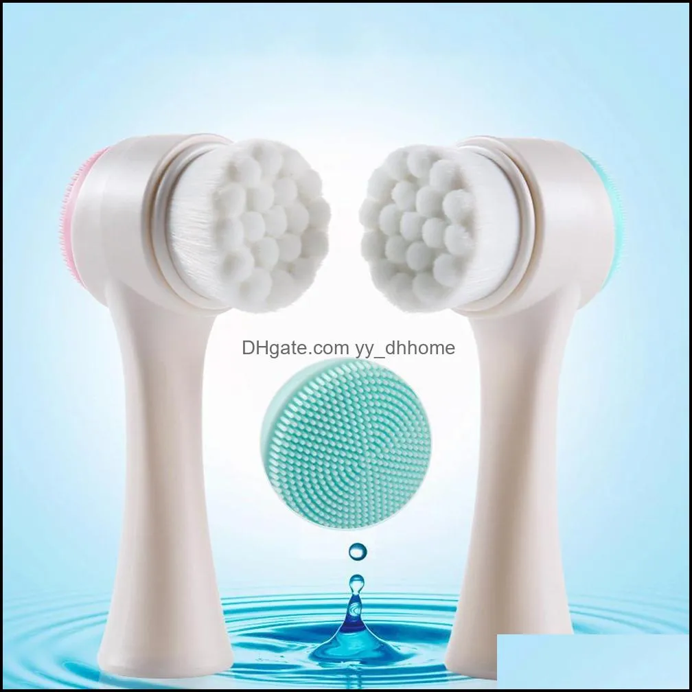 double sides multifunctional silicone facial cleansing brush portable size face cleaning massage tool facial beauty brushes pab11846