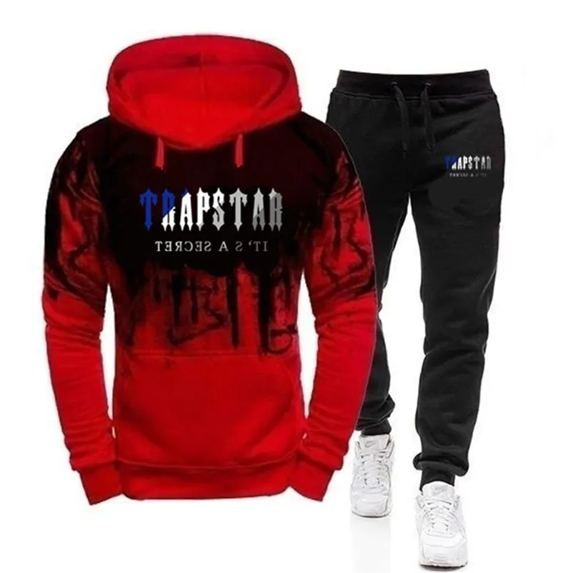 Conjunto de trapstar para hombres Hombres Chándal Ropa deportiva Sudaderas con capucha Pantalón de chándal 2 piezas Otoño Invierno Ropa de abrigo masculina Sudaderas con capucha 220726