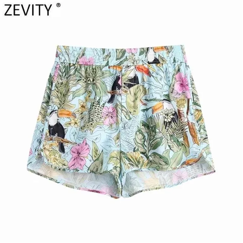 Zevity Women Fashion Animal Animallal Print Summer Summer Shorts Femme Chic Elastic Waist Casuare Slim Pantalone Cortos P111110719