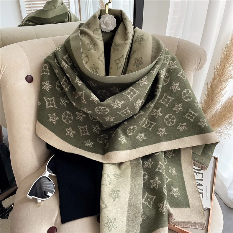 Luxury Cashmere Scarf Women Winter Warm Shawls and Wraps Design Horse Print Bufanda Thick Blanket Scarves 2022262Z257Y