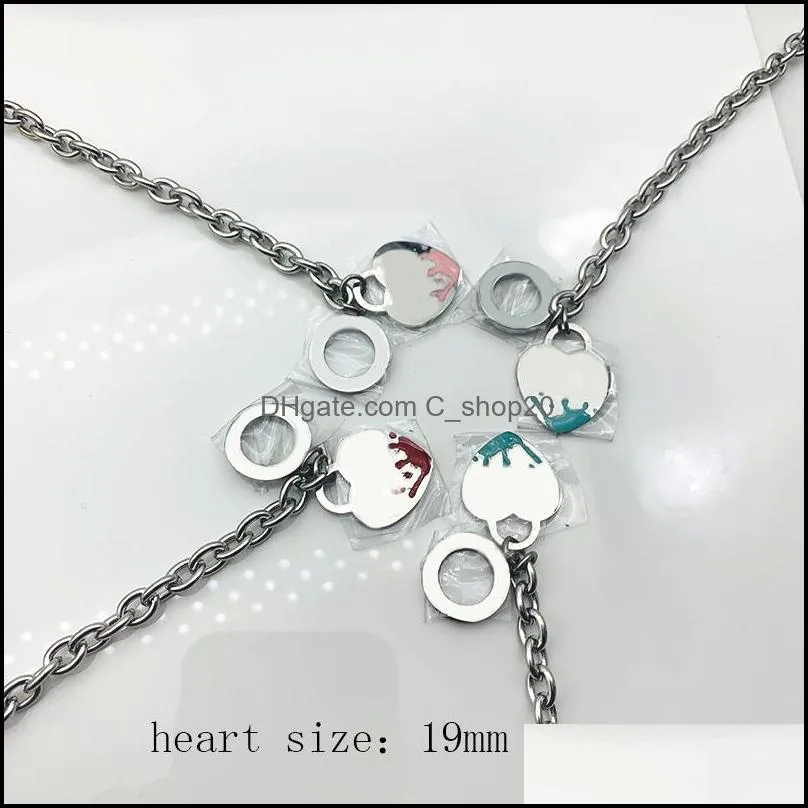 couple heart bracelets women stainless steel link chain on hand 19mm ot blue fashion jewelry valentine day gift for girlfriend accessories cshop20