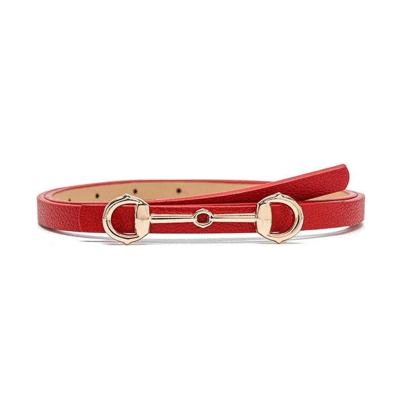 slim fit dress slacks Liya Gold Genuine Leather Skinny Belt - M/L Size - Women's Belts main image 1