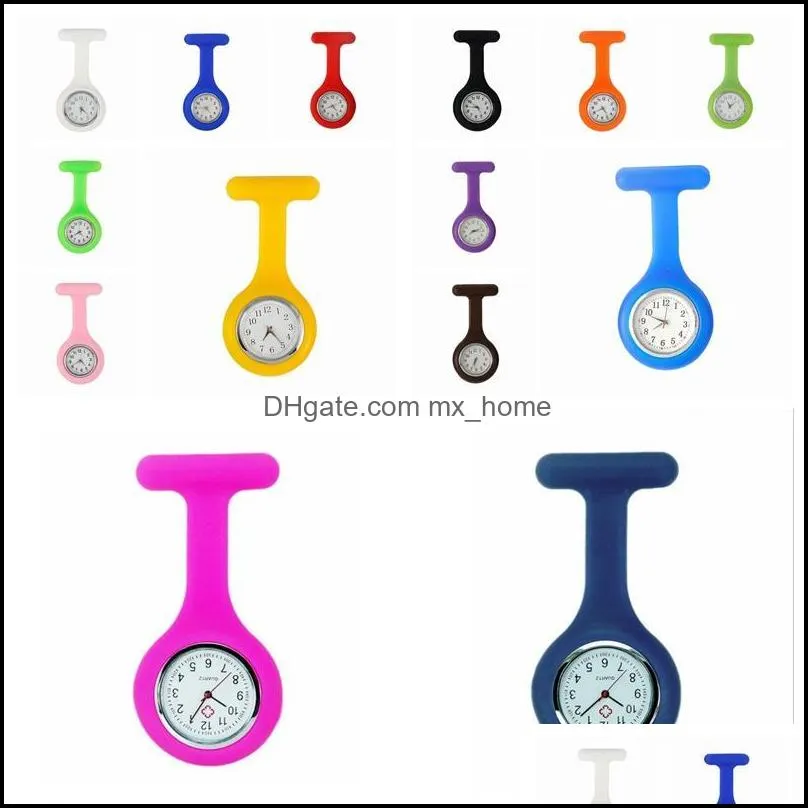 Promotion Christmas Gifts Colorful Nurse Brooch Fob Tunic Pocket Watch Silicone Cover Nurse Watches Party Favor