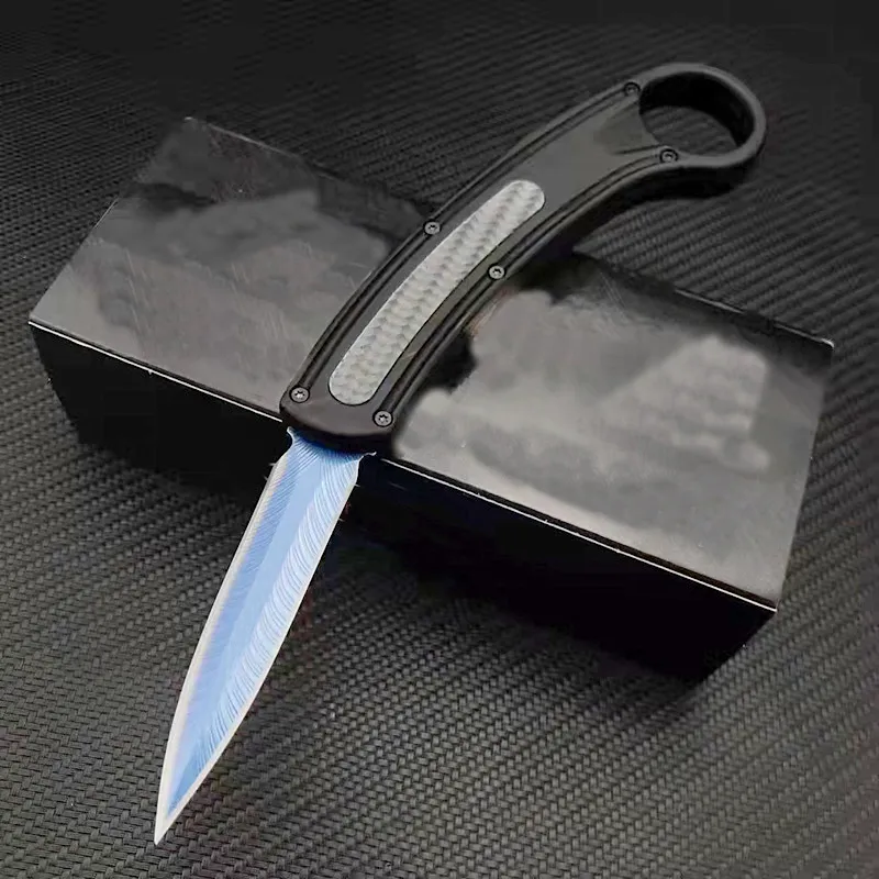 Новое поступление Автоматический тактический когтей нож 440C двойной действий копья точка лезвия цинк-алюминиевый сплав ручка EDC карманные ножи с нейлоновой сумкой