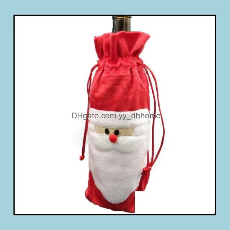 new santa wine bags christmas gift bag decorations red wine bottle cover bags xmas santa champagne wine bag xmas gift 13*32cm wy941