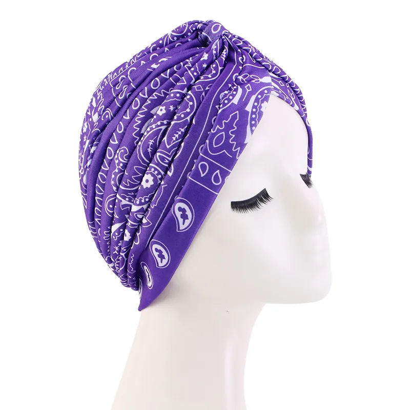 2022 Kobiety marszony turban turban hat paisley wzór głowica muzułmański hidżab elastyczne włosy szalik