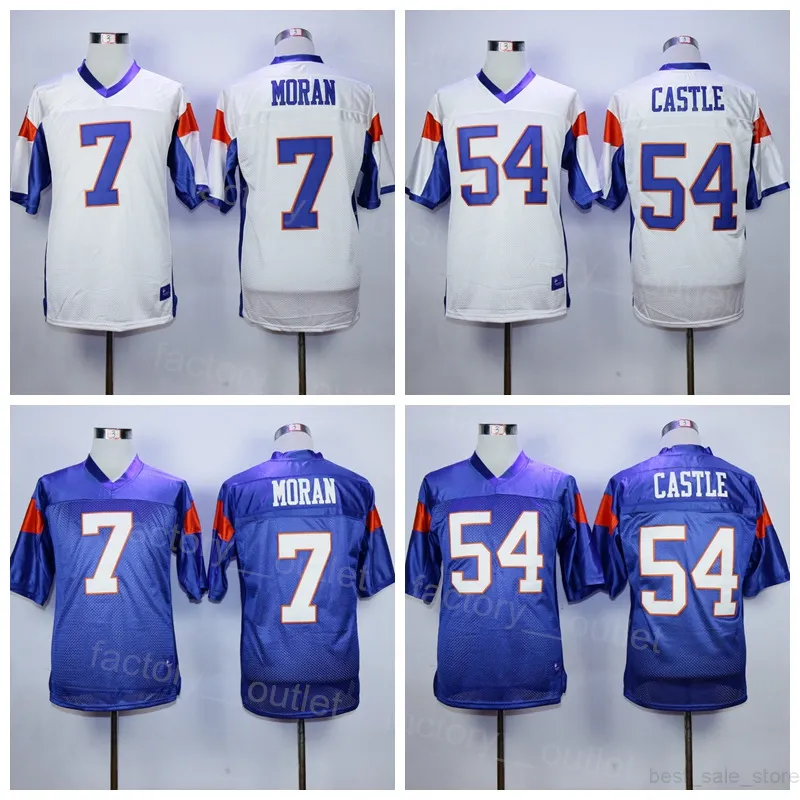 Movie Football Blue Mountain State 7 Alex Moran Jersey Men College 54 Thad Castle Throwback All Stitched Team Purple Color White University Vintage HipHop Sports
