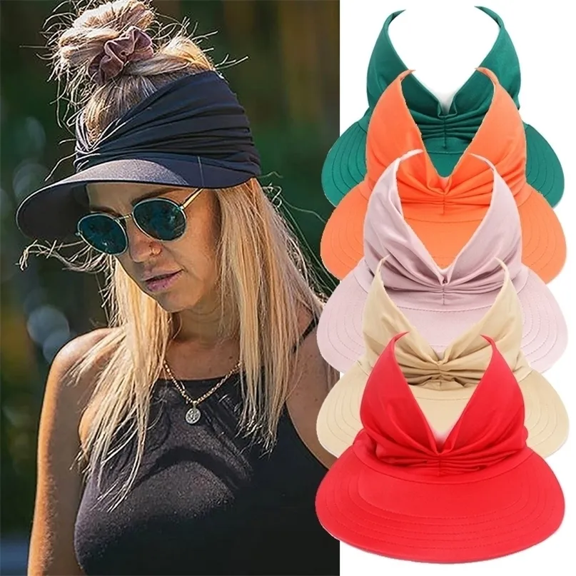 Visor Women Antiultraviolet Elastic Hollow Top ao ar livre Quickdrying Sun Summer Beach Hat 220630