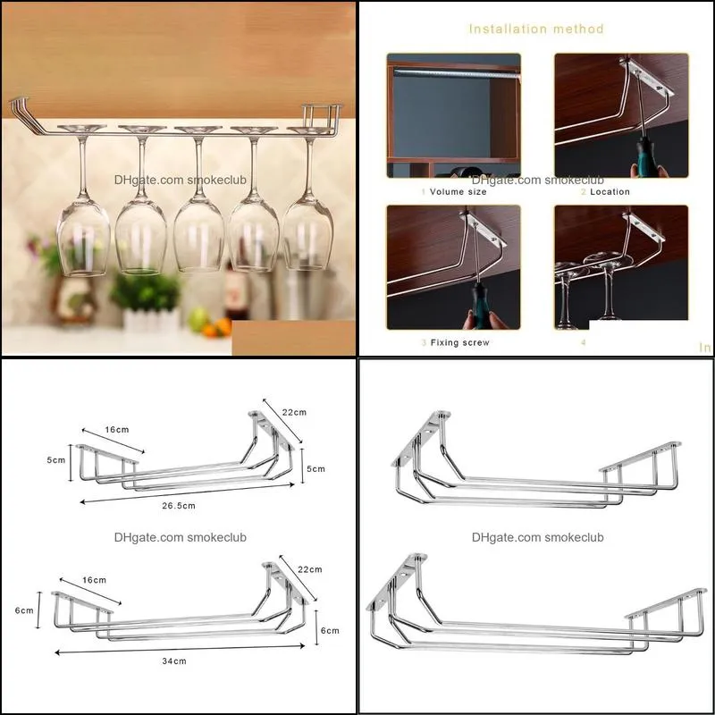 Tabletop Wine Racks Hanging Goblet Holder Home Storage Creative Kitchen Supplies 27cm 35cm Stainless Steel Stemware Glass Rack