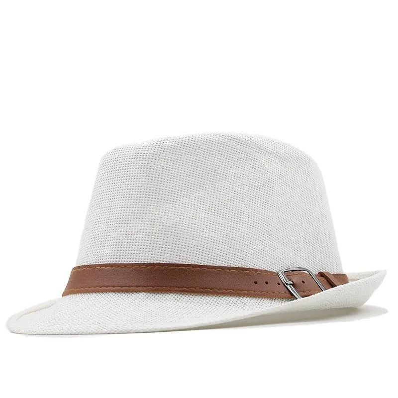 Homens de verão homens palha solar chapéus vintage gentleman praia panamá chapéus chapeu feminino fedoras jazz boné com cinto de couro