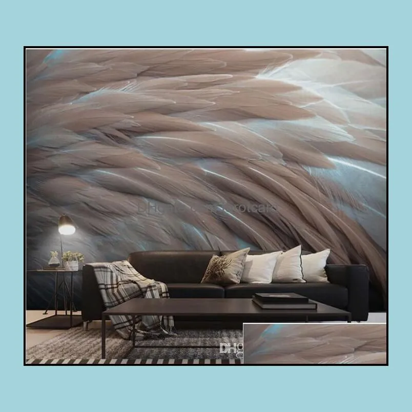Papel tapiz de plumas 16D para sala de estar moderna
