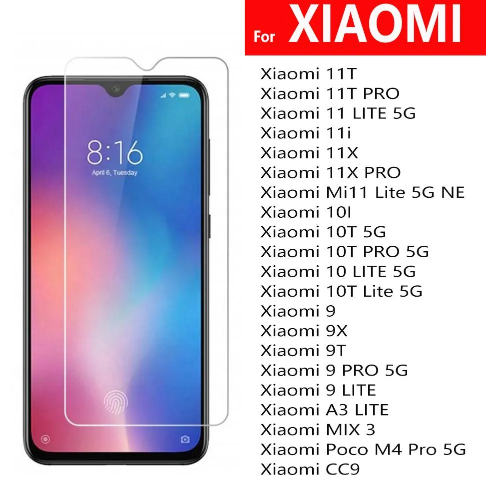2.5D Xiaomi 11t Pro Lite 5G 11i 11x Mi 11 5G 10T 9 9x A3 MIX3 CC9 POCO M4のためのガラス電話スクリーンプロテクター