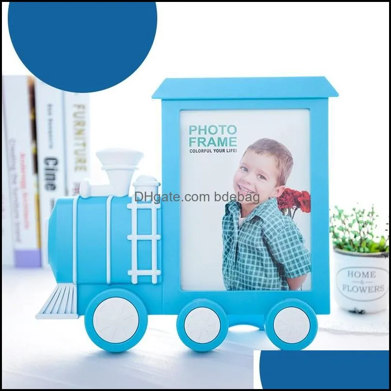 Creative Cartoon Train Picture Frame Children And Babies Picture Frame for Table Plastic 7 inch Picture Frames Wall Hanging