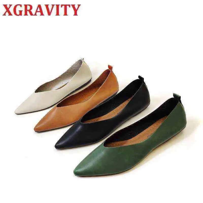 Dress Shoes Xgravity Big Size Women New Spring Autumn Ladie Flat Fashion Girl Pu Woman Plu Casual C102 220718