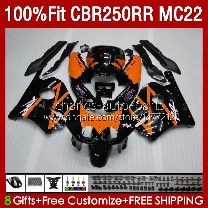 Injection Body For HONDA CBR250 CBR 250RR 250 Orange Black RR CC 131No.170 CBR250RR MC22 90 91 92 93 94 95 96 97 98 99 250CC 1990 1991 1992 1993 1996 1997 1998 1999 Fairing